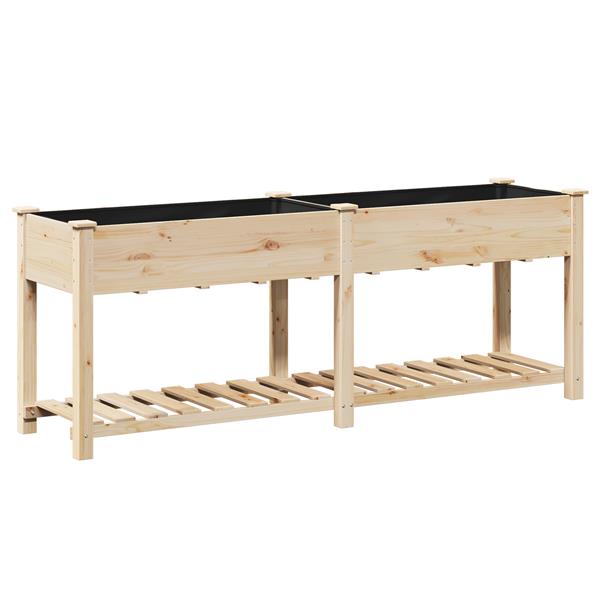 Grote foto vidaxl plantenbak met schap 203x53x76 cm massief vurenhout tuin en terras overige tuin en terras
