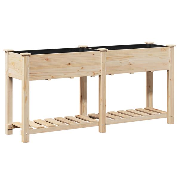 Grote foto vidaxl plantenbak met schap 161x43x76 cm massief vurenhout tuin en terras overige tuin en terras