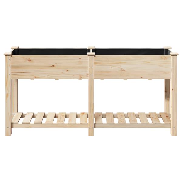 Grote foto vidaxl plantenbak met schap 161x43x76 cm massief vurenhout tuin en terras overige tuin en terras
