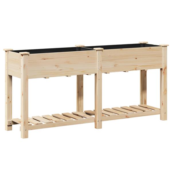 Grote foto vidaxl plantenbak met schap 161x43x76 cm massief vurenhout tuin en terras overige tuin en terras