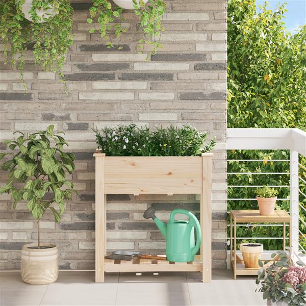 Grote foto vidaxl plantenbak met schap 71x37x76 cm massief vurenhout tuin en terras overige tuin en terras