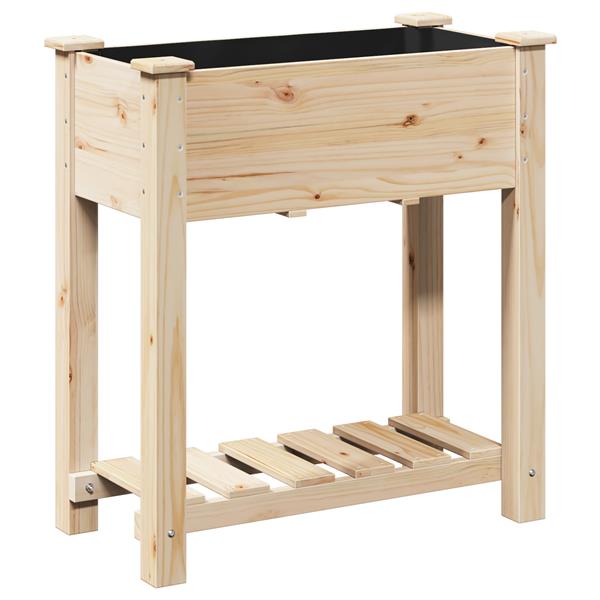 Grote foto vidaxl plantenbak met schap 71x37x76 cm massief vurenhout tuin en terras overige tuin en terras