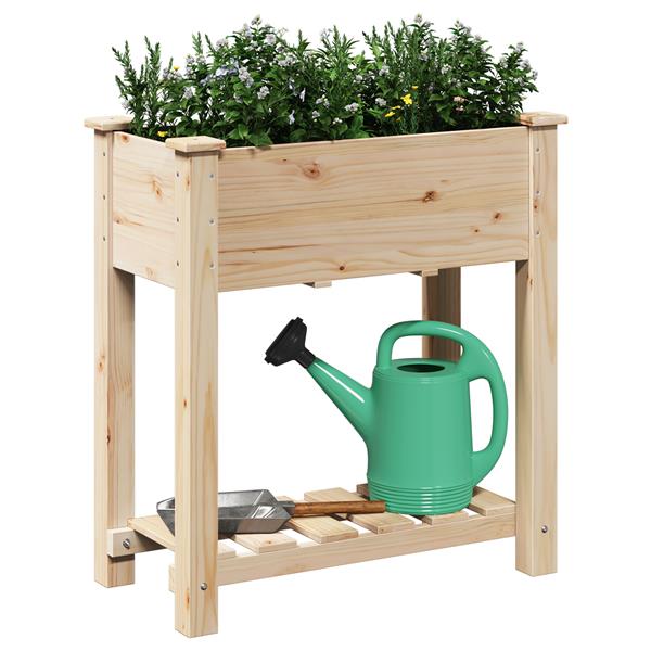 Grote foto vidaxl plantenbak met schap 71x37x76 cm massief vurenhout tuin en terras overige tuin en terras
