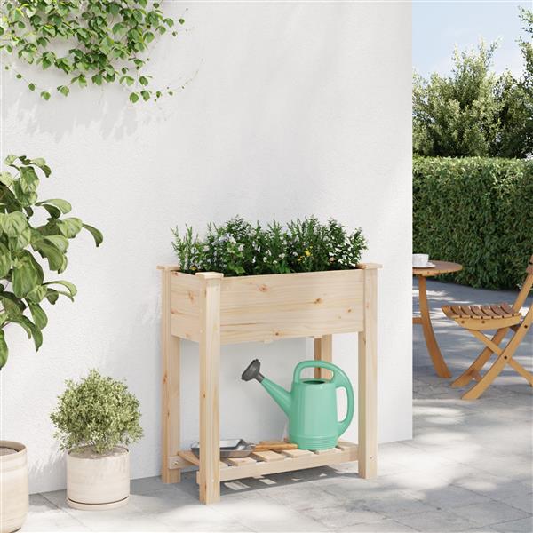 Grote foto vidaxl plantenbak met schap 71x37x76 cm massief vurenhout tuin en terras overige tuin en terras