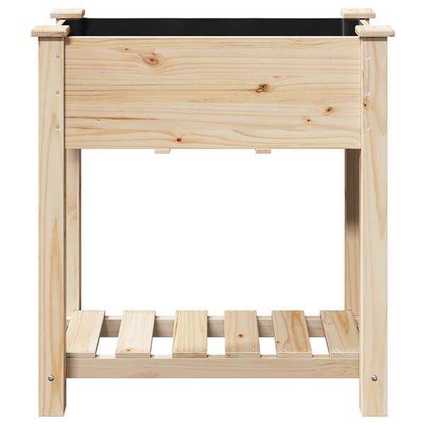 Grote foto vidaxl plantenbak met schap 71x37x76 cm massief vurenhout tuin en terras overige tuin en terras