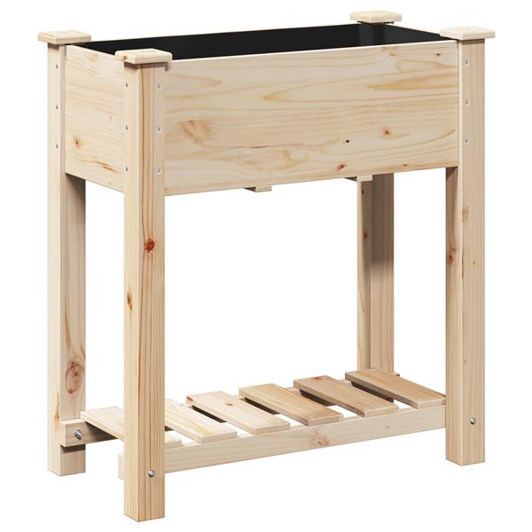 Grote foto vidaxl plantenbak met schap 71x37x76 cm massief vurenhout tuin en terras overige tuin en terras