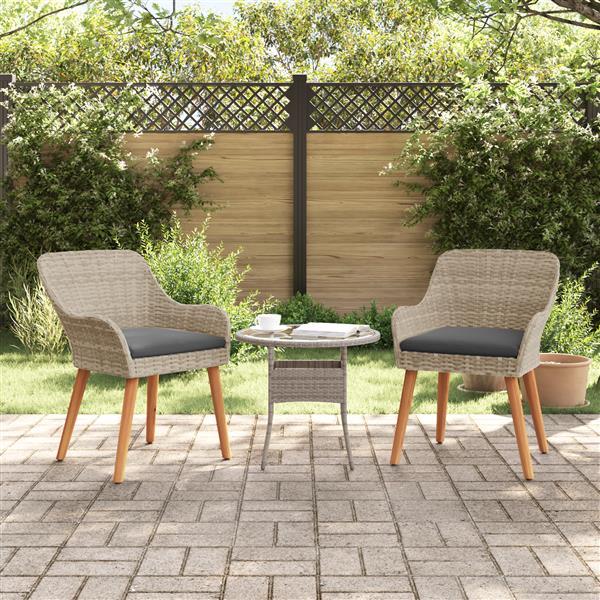 Grote foto vidaxl tuinstoelen met kussens 2 stuks lichtgrijs poly rattan tuin en terras tuinmeubelen