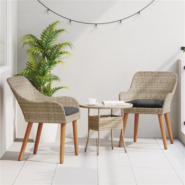 Grote foto vidaxl tuinstoelen met kussens 2 stuks lichtgrijs poly rattan tuin en terras tuinmeubelen