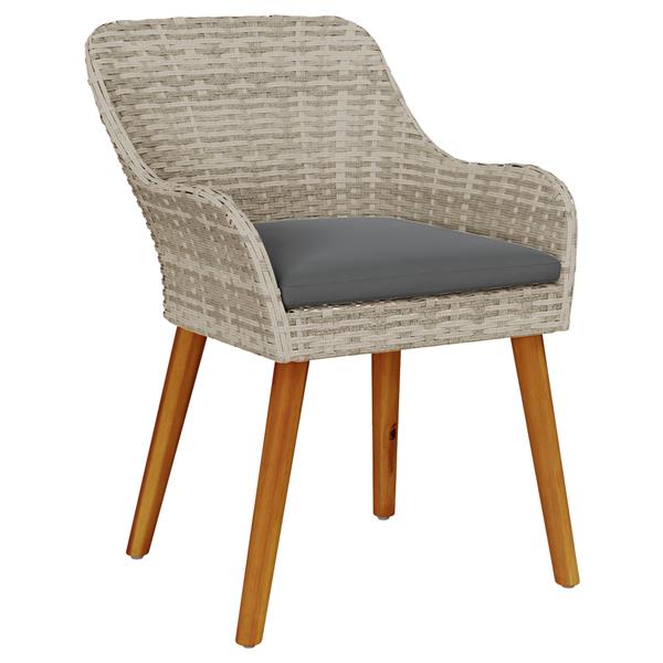 Grote foto vidaxl tuinstoelen met kussens 2 stuks lichtgrijs poly rattan tuin en terras tuinmeubelen