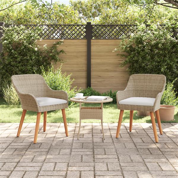 Grote foto vidaxl tuinstoelen met kussens 2 stuks beige poly rattan tuin en terras tuinmeubelen