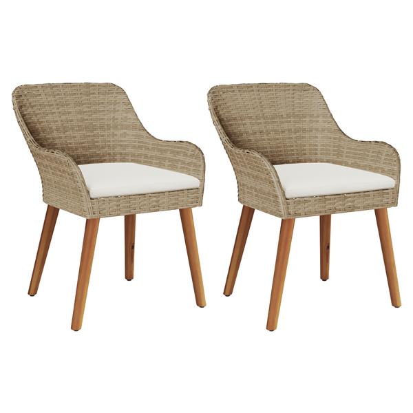 Grote foto vidaxl tuinstoelen met kussens 2 stuks beige poly rattan tuin en terras tuinmeubelen