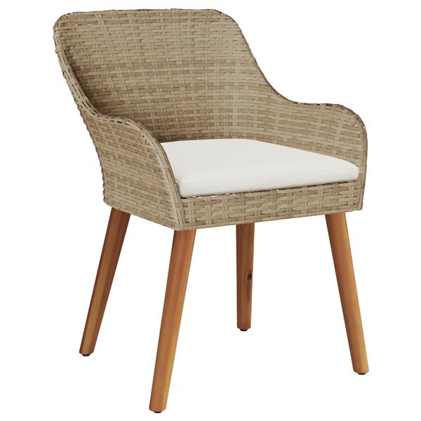 Grote foto vidaxl tuinstoelen met kussens 2 stuks beige poly rattan tuin en terras tuinmeubelen