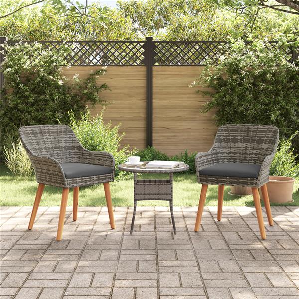 Grote foto vidaxl tuinstoelen met kussens 2 stuks grijs poly rattan tuin en terras tuinmeubelen