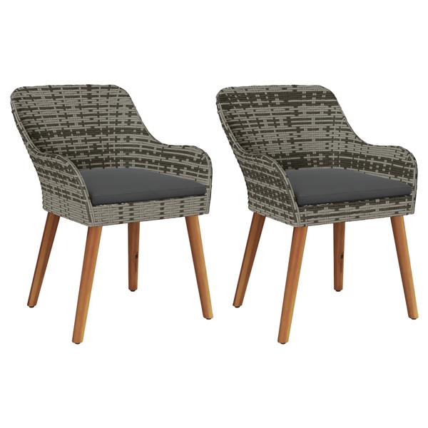Grote foto vidaxl tuinstoelen met kussens 2 stuks grijs poly rattan tuin en terras tuinmeubelen