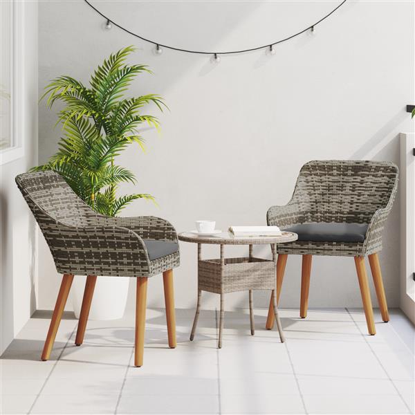 Grote foto vidaxl tuinstoelen met kussens 2 stuks grijs poly rattan tuin en terras tuinmeubelen