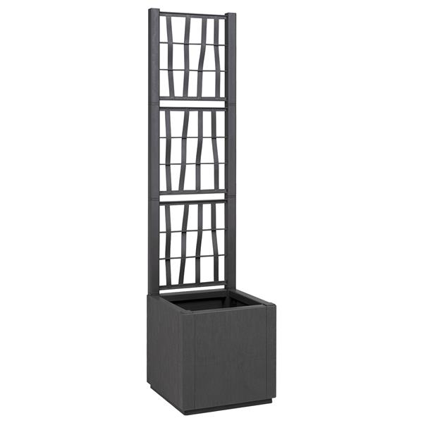 Grote foto vidaxl plantenbak met latwerk 36x36x140 cm polypropeen donkergrijs tuin en terras overige tuin en terras