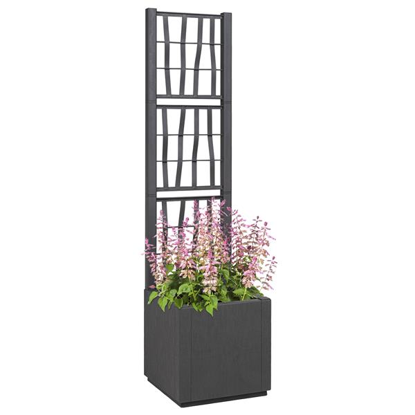 Grote foto vidaxl plantenbak met latwerk 36x36x140 cm polypropeen donkergrijs tuin en terras overige tuin en terras