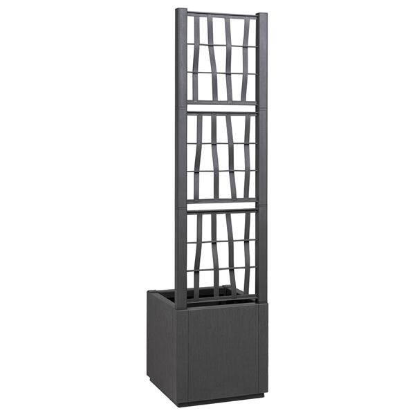 Grote foto vidaxl plantenbak met latwerk 36x36x140 cm polypropeen donkergrijs tuin en terras overige tuin en terras