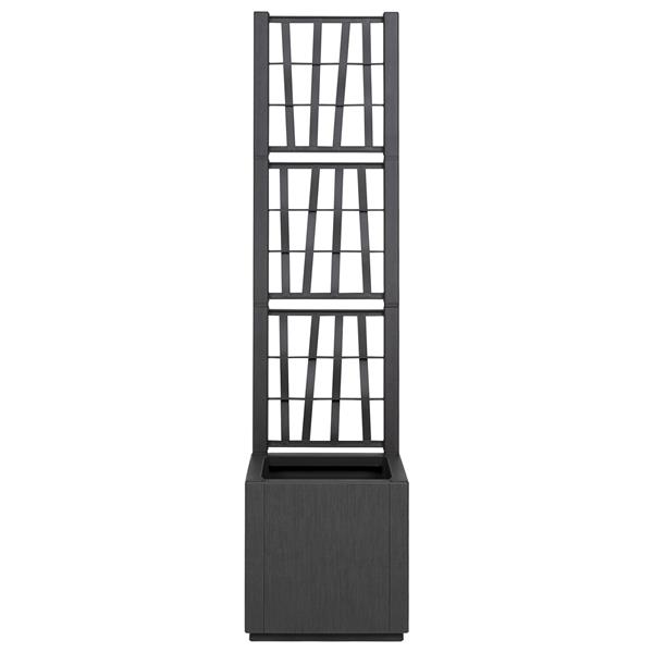 Grote foto vidaxl plantenbak met latwerk 36x36x140 cm polypropeen donkergrijs tuin en terras overige tuin en terras