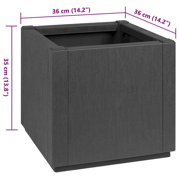Grote foto vidaxl tuinplanter donkergrijs 36x36x35 cm pp tuin en terras overige tuin en terras
