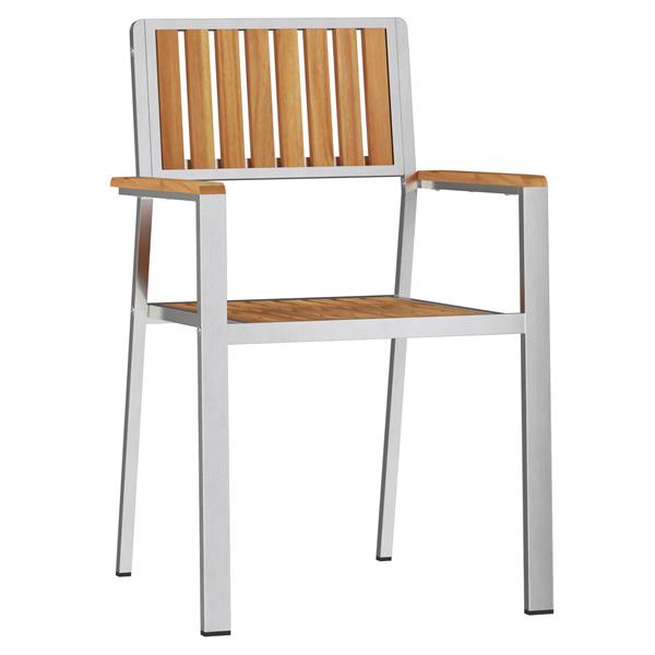 Grote foto vidaxl stapelbare tuinstoelen 2 stuks massief teakhout en rvs tuin en terras tuinmeubelen