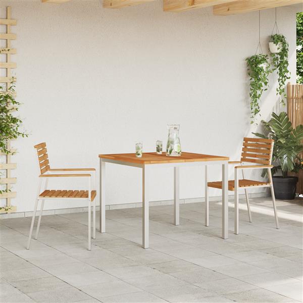 Grote foto vidaxl stapelbare tuinstoelen 2 stuks teakhouten en rvs tuin en terras tuinmeubelen