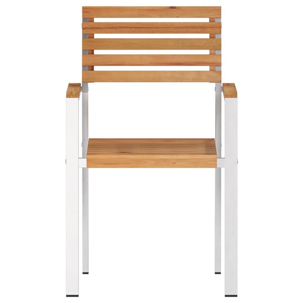 Grote foto vidaxl stapelbare tuinstoelen 2 stuks teakhouten en rvs tuin en terras tuinmeubelen