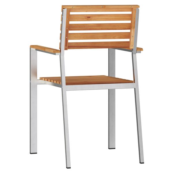 Grote foto vidaxl stapelbare tuinstoelen 2 stuks teakhouten en rvs tuin en terras tuinmeubelen