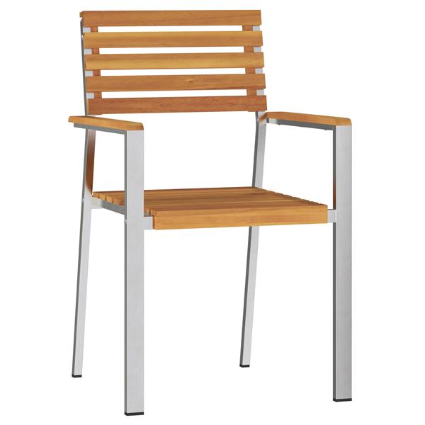 Grote foto vidaxl stapelbare tuinstoelen 2 stuks massief hout acacia rvs tuin en terras tuinmeubelen