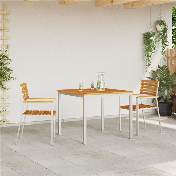 Grote foto vidaxl stapelbare tuinstoelen 2 stuks massief hout acacia rvs tuin en terras tuinmeubelen