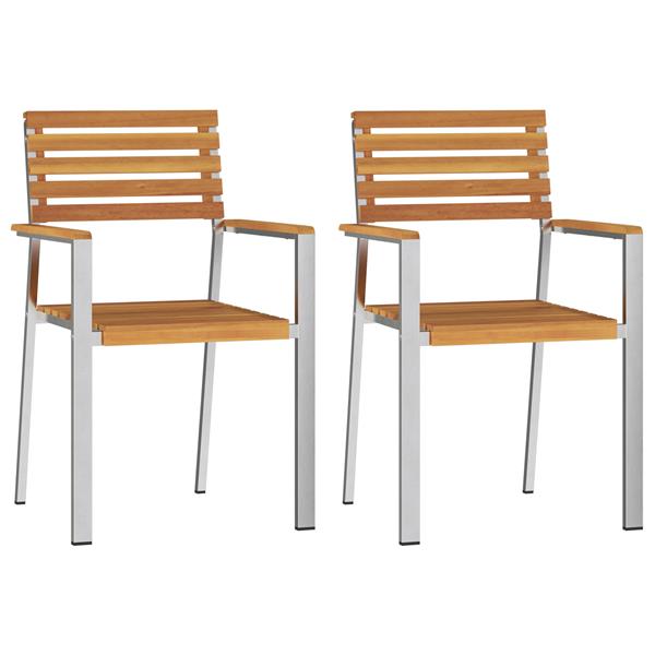 Grote foto vidaxl stapelbare tuinstoelen 2 stuks massief hout acacia rvs tuin en terras tuinmeubelen