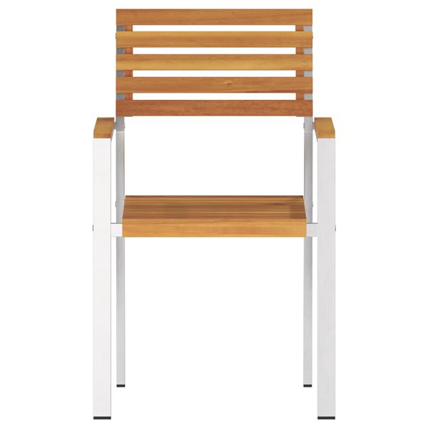 Grote foto vidaxl stapelbare tuinstoelen 2 stuks massief hout acacia rvs tuin en terras tuinmeubelen
