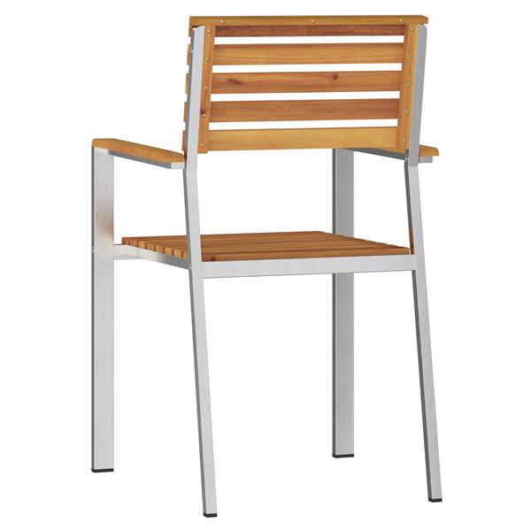 Grote foto vidaxl stapelbare tuinstoelen 2 stuks massief hout acacia rvs tuin en terras tuinmeubelen