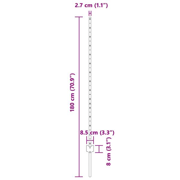 Grote foto vidaxl hekpalen 22 stuks u channel grijs 140 cm staal tuin en terras overige tuin en terras