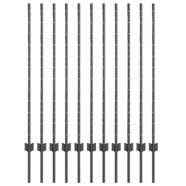 Grote foto vidaxl hekposts 22 stuks u profiel grijs 120 cm staal tuin en terras overige tuin en terras
