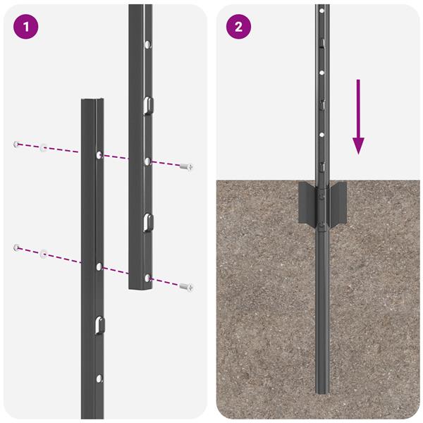 Grote foto vidaxl hekpalen 10 stuks u channel grijs 120 cm staal tuin en terras overige tuin en terras