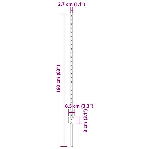 Grote foto vidaxl hekpalen 10 stuks u channel grijs 120 cm staal tuin en terras overige tuin en terras