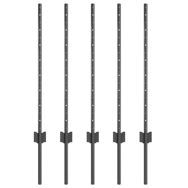 Grote foto vidaxl hekpalen 5 stuks u channel grijs 80 cm staal tuin en terras overige tuin en terras
