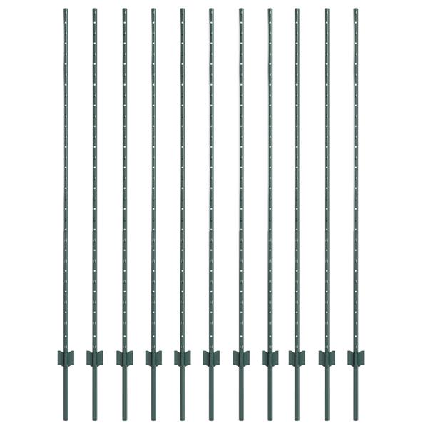 Grote foto vidaxl hekpalen 11 stuks u channel groen 150 cm staal tuin en terras overige tuin en terras