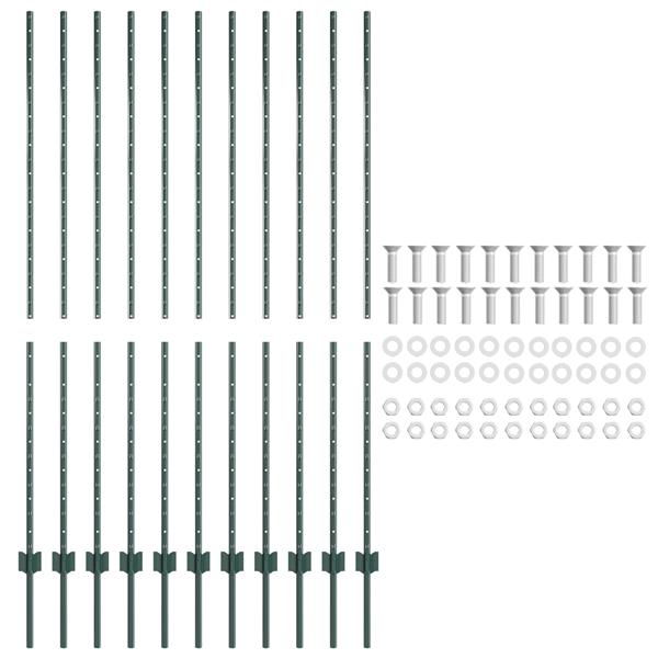 Grote foto vidaxl hekpalen 11 stuks u channel groen 150 cm staal tuin en terras overige tuin en terras