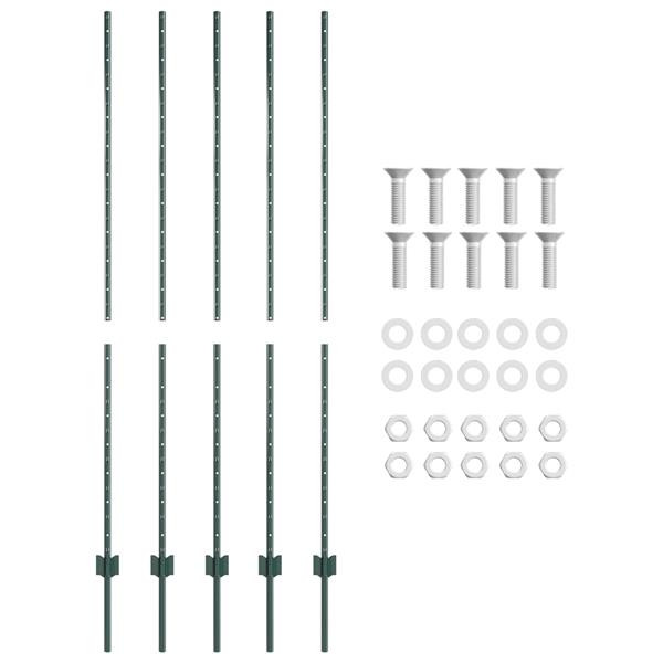 Grote foto vidaxl hekpalen 5 stuks u channel groen 150 cm staal tuin en terras overige tuin en terras