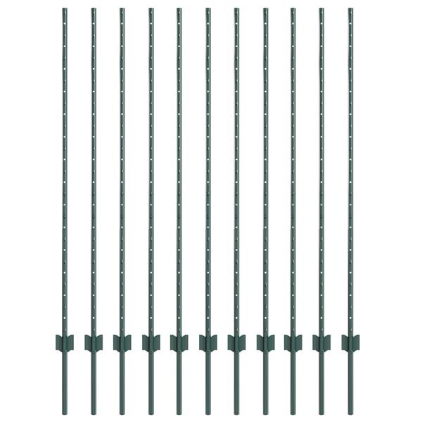 Grote foto vidaxl hekpalen 11 stuks u channel groen 140 cm staal tuin en terras overige tuin en terras