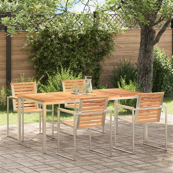 Grote foto vidaxl buiten eettafel 180x90x75 cm massief teakhout tuin en terras tuinmeubelen