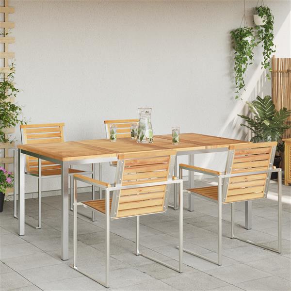 Grote foto vidaxl buiten eettafel 180x90x75 cm massief teakhout tuin en terras tuinmeubelen