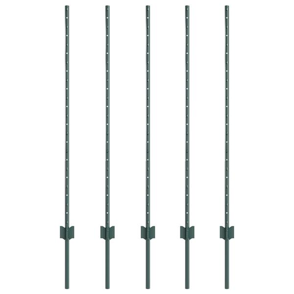 Grote foto vidaxl hekpalen 5 stuks u profiel groen 120 cm staal tuin en terras overige tuin en terras