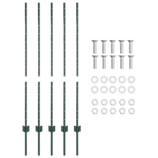 Grote foto vidaxl hekpalen 5 stuks u profiel groen 120 cm staal tuin en terras overige tuin en terras