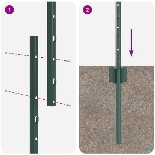 Grote foto vidaxl hekpalen 5 stuks u profiel groen 120 cm staal tuin en terras overige tuin en terras