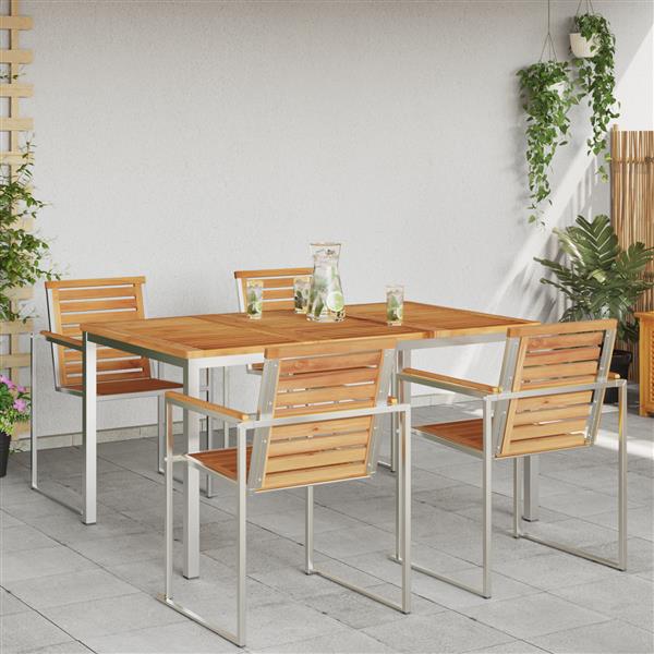 Grote foto vidaxl buiten eettafel 150x90x75 cm massief teakhout tuin en terras tuinmeubelen