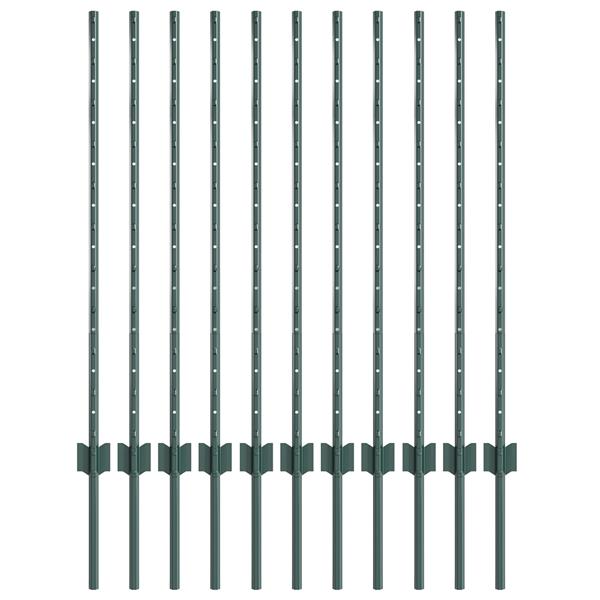 Grote foto vidaxl hekpalen 11 st u vorm groen 100 cm staal tuin en terras overige tuin en terras