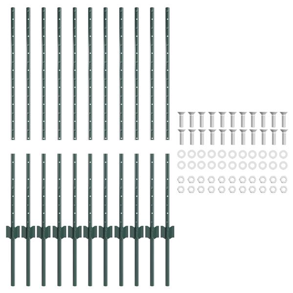 Grote foto vidaxl hekpalen 11 st u vorm groen 100 cm staal tuin en terras overige tuin en terras